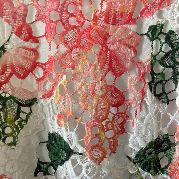 **Nina Leonard** Elbow Sleeve Floral Print Lace Sheath Dress Large - Picture 4 of 7